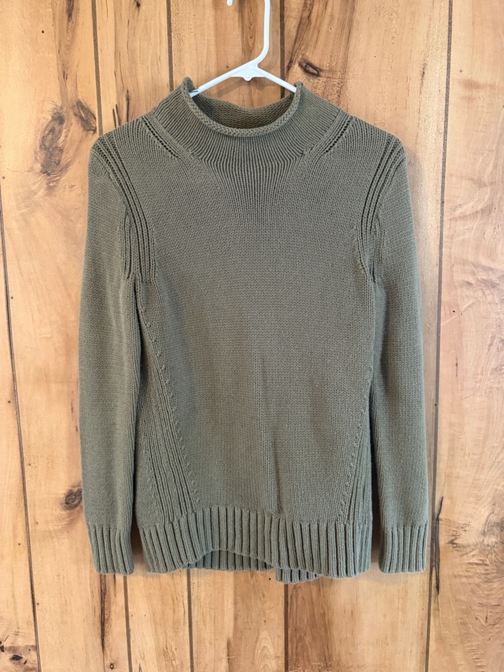J. Crew Olive Green Mockneck Ribbed Knit Sweater